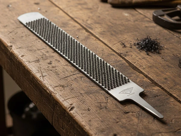 Zahnmuster auf der Raspelseite der Kerckhaert Diamond Exceed 350mm Hufraspel.