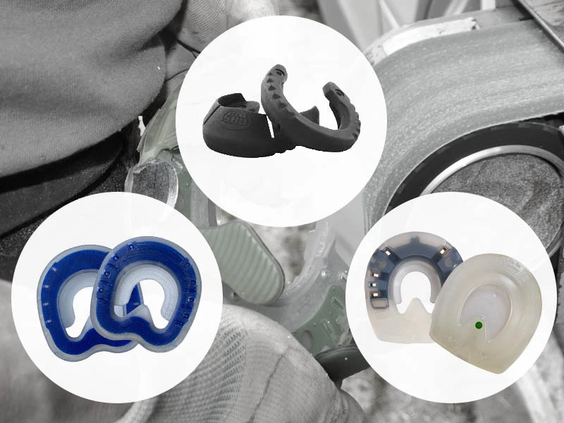 Options pour une protection du sabot collée sur mesure : fer composite, ferrure en plastique, ferrure collée GluShu et ferrure combinée blueline