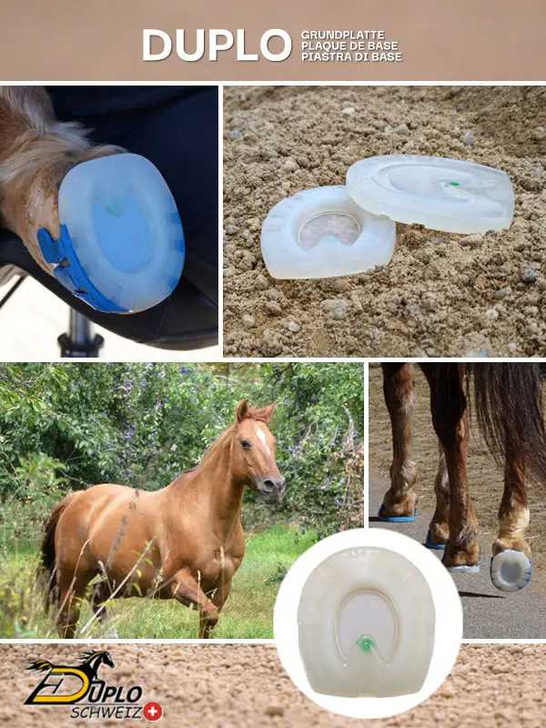 Duplo Grundplatte – barhufnaher reiner Kunststoffbeschlag ohne Nagellöcher mit geschlossener Sohlenfläche.