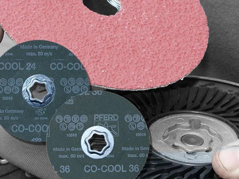 Disques fibres CO-COOL de PFERD avec grain 24 et 36.